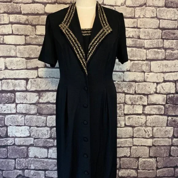 S.L. Fashion Vintage Black Dress Size 12 - Picture 1 of 11